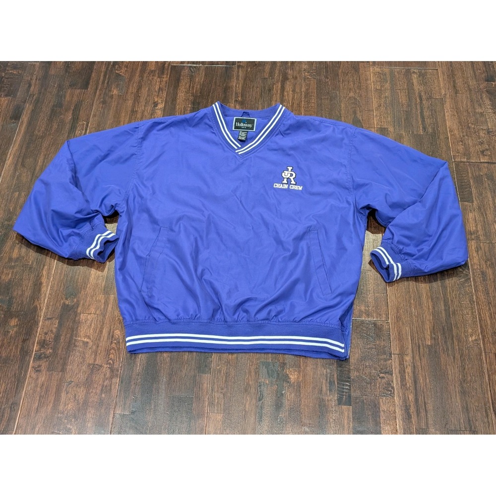 Vintage Holloway Chain Crew Purple V-Neck Pullover Mens XL Windbreaker Side Vent